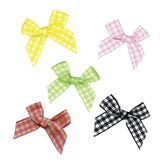 50Pcs Polyester Gingham Ribbon Bows DIY Craft Wedding Party Decor Plaid Bowknot