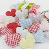 100PCS 35*30MM Heart Patches Appliques Checkered for DIY Clothes Hat Shoes