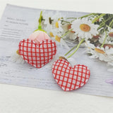 100PCS 35*30MM Heart Patches Appliques Checkered for DIY Clothes Hat Shoes