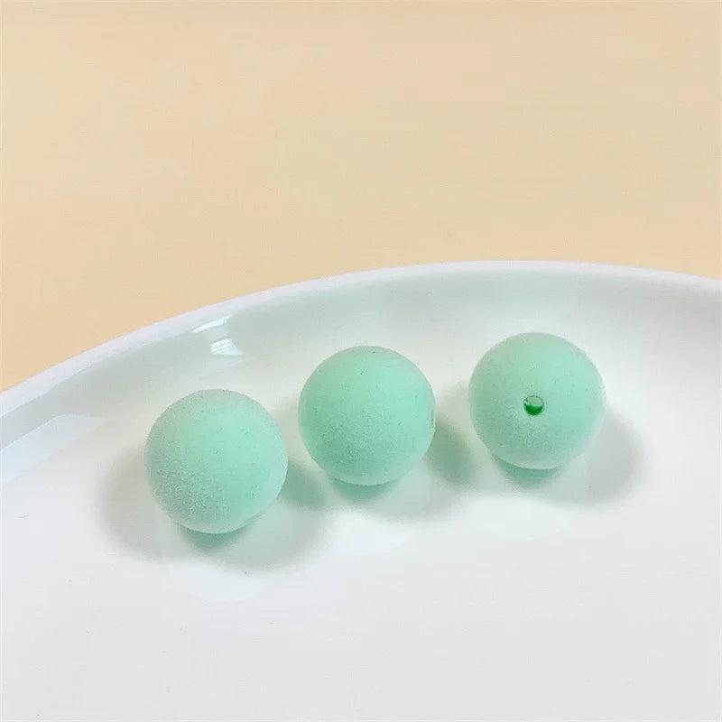20-30Pcs Acrylic Round Ball Flocked Velvet Beads DIY Jewelry Making