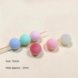 20-30Pcs Acrylic Round Ball Flocked Velvet Beads DIY Jewelry Making