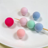 20-30Pcs Acrylic Round Ball Flocked Velvet Beads DIY Jewelry Making