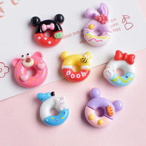10/20Pcs Cartoon Donut Resin FlatBack Patch DIY Crafts Food Toy Accessories
