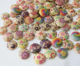 Printed Wood Flatback Buttons 10MM 100pcs Mix