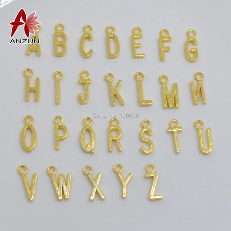 52PCS 16x6mm metal letters A-Z pendants charms for DIY accessories
