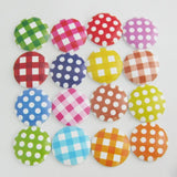 50Pcs Wooden Printed Flatback Buttons DIY Craft Accessory