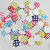 50Pcs Wooden Printed Flatback Buttons DIY Craft Accessory