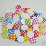 50Pcs Wooden Printed Flatback Buttons DIY Craft Accessory
