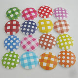 50Pcs Wooden Printed Flatback Buttons DIY Craft Accessory