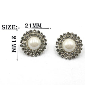 10PCS 21mm Diamond Pearl Button for Clothing DIY