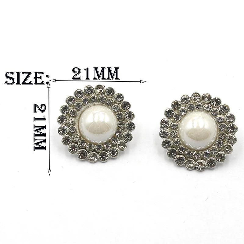 10PCS 21mm Diamond Pearl Button for Clothing DIY