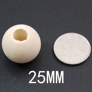 10 Large Hole Round Wooden Beads 25mm DIY Ornament Accessories B16