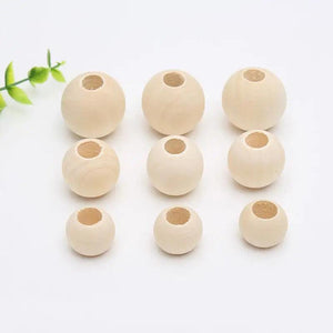10 Large Hole Round Wooden Beads 25mm DIY Ornament Accessories B16
