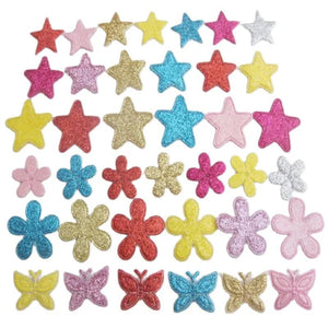 100Pcs Mix Colors Glitter Appliques Star/Flower DIY Craft Accessories