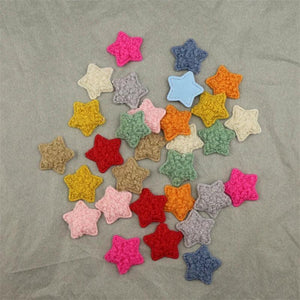 100Pcs 30mm Puffy Teddy Stars Appliques DIY Craft Sewing Material