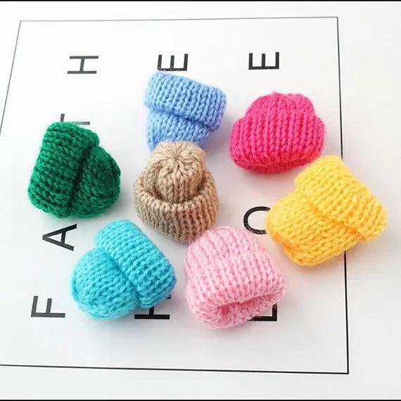 30pcs Mini Knitting Yarn Hat in Candy Colors for DIY Kids Hair Accessories
