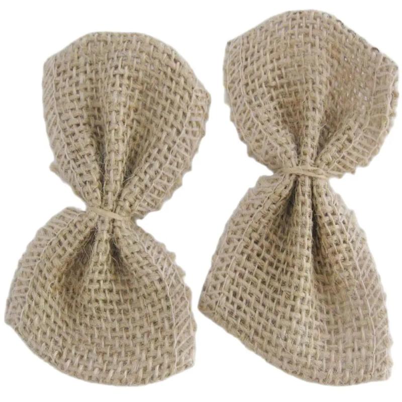 85MM Burlap Ribbon Bows For Hairclips 4Pcs/Lot