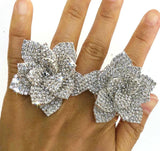 Flower Rhinestone Cocktail Party Ring Crystal Christmas Adjustable