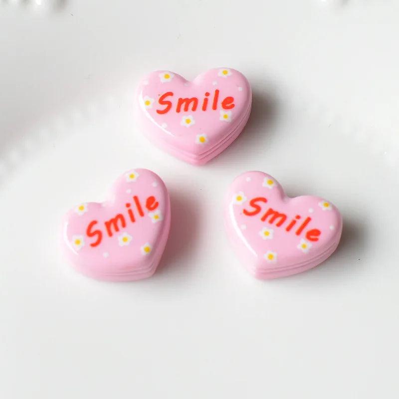 Colorful Alphabet Love Heart Resin Fittings DIY Hairpin Head Rope Decor