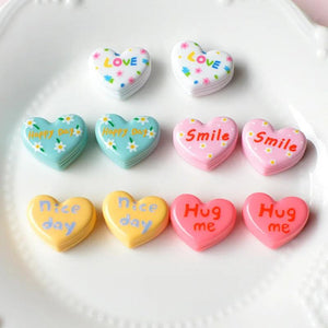 Colorful Alphabet Love Heart Resin Fittings DIY Hairpin Head Rope Decor