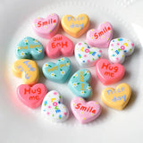 Colorful Alphabet Love Heart Resin Fittings DIY Hairpin Head Rope Decor