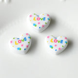 Colorful Alphabet Love Heart Resin Fittings DIY Hairpin Head Rope Decor