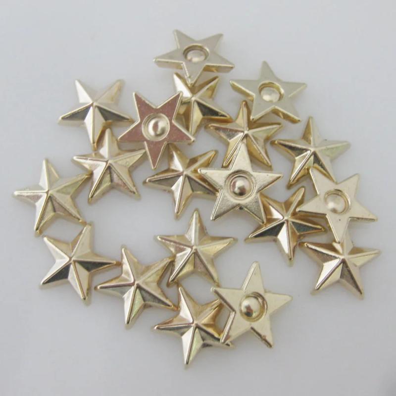14MM Star Slice Flatback Buttons Gold 100Pcs