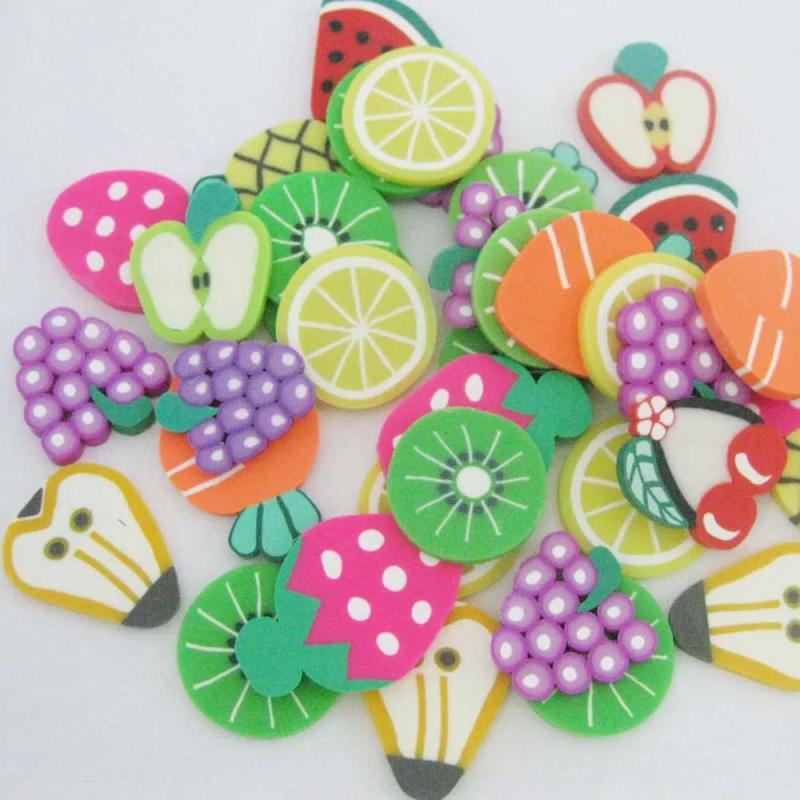 20MM Flatback Clay Rubber Slice Fruit Styles Mix 30Pcs DIY Crafts Accessories