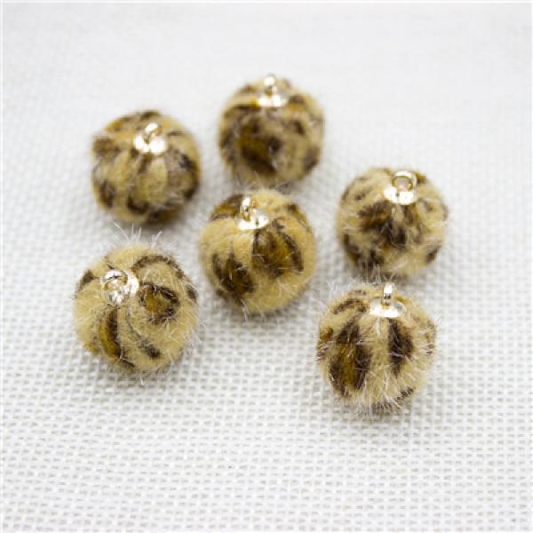 30PCS Leopard Fur Ball Pendants 15mm Fluffy Charms DIY Jewelry Earrings