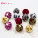 30PCS Leopard Fur Ball Pendants 15mm Fluffy Charms DIY Jewelry Earrings