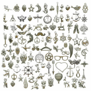 100PCS Tibetan Silver Metal Charms Pendants DIY for Necklace Bracelet