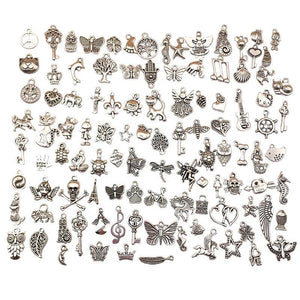 100PCS Tibetan Silver Metal Charms Pendants DIY for Necklace Bracelet