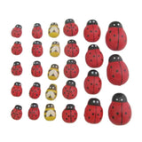 50Pcs Red Ladybug Wood Pieces Adhesive Back Buttons for DIY Craft