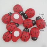 50Pcs Red Ladybug Wood Pieces Adhesive Back Buttons for DIY Craft