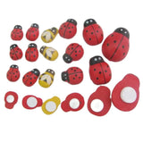 50Pcs Red Ladybug Wood Pieces Adhesive Back Buttons for DIY Craft