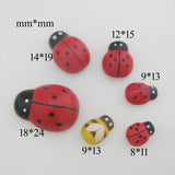 50Pcs Red Ladybug Wood Pieces Adhesive Back Buttons for DIY Craft
