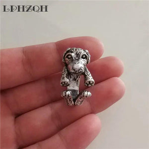 Adjustable 3D Poodle Dog Ring Antique Punk Jewellery