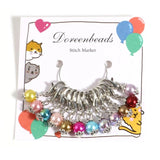 12pcs Acrylic Round Heart Beads Stitch Markers Antique Silver DIY Sewing Tools