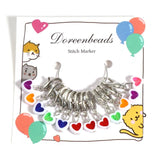 12pcs Acrylic Round Heart Beads Stitch Markers Antique Silver DIY Sewing Tools