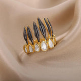 Gothic Feather Crown Zircon Open Finger Ring Halloween Christmas Jewelry