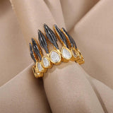 Gothic Feather Crown Zircon Open Finger Ring Halloween Christmas Jewelry