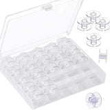 25 Pcs Plastic Bobbins with Storage Box Sewing Supplies Colored Clear Spools