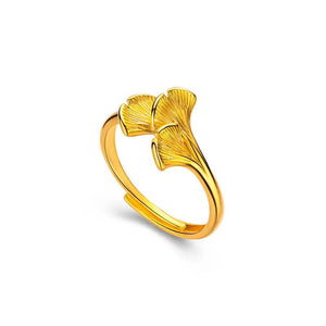 Ginkgo 24KT Ring for Woman, Bride, Party, Wedding, Christmas Gift