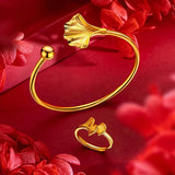 Ginkgo 24KT Ring for Woman, Bride, Party, Wedding, Christmas Gift