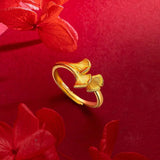 Ginkgo 24KT Ring for Woman, Bride, Party, Wedding, Christmas Gift