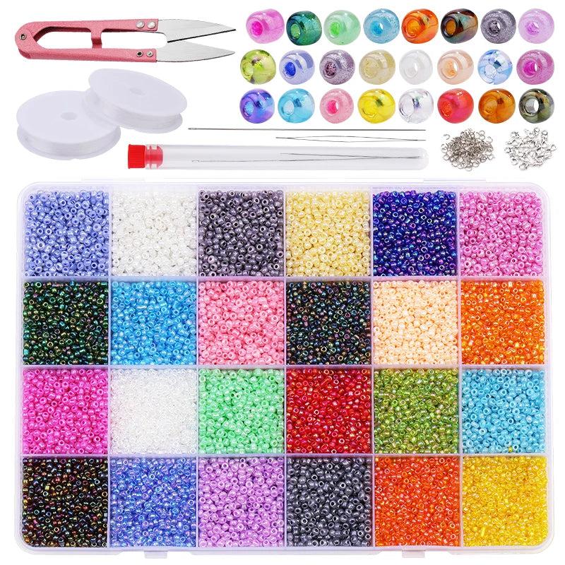24-Color Pure Rice Beads Set for DIY Bracelets Jewelry