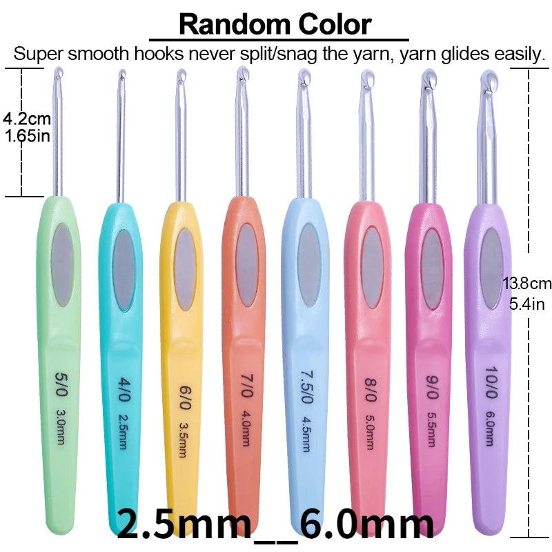 Colorful Soft Plastic Crochet Hooks Set 2.5mm-6mm