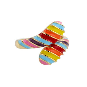 Colorful Neon Enamel Rings for Women Stainless Steel Adjustable Ring