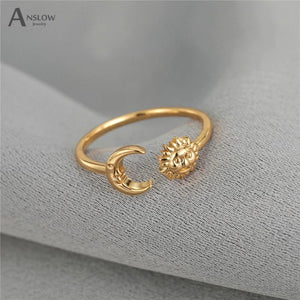 Anslow Sun Moon Adjustable Finger Rings Fine Party Jewelry Christmas Gift