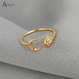 Anslow Sun Moon Adjustable Finger Rings Fine Party Jewelry Christmas Gift